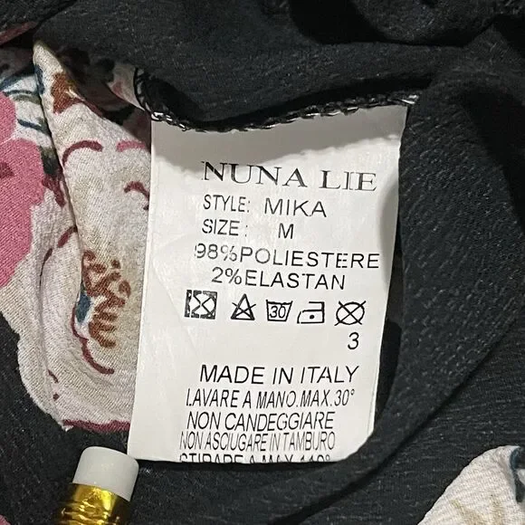 Nuna Lie Blouse Medium Black Marguerite Floral Peplum Mika Style Made in Italy - Picture 5 of 8